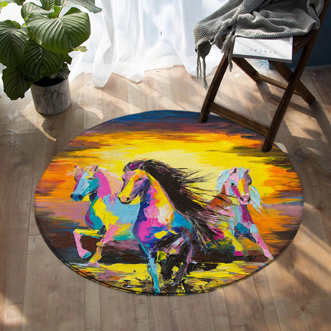 Image of Galloping Horses SW0495 Round Rug