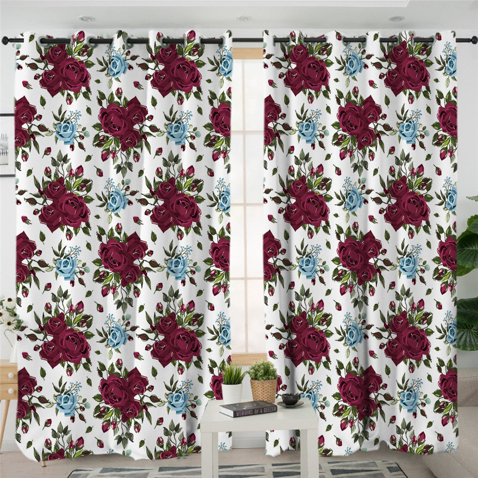 Rosebuds Motif 2 Panel Curtains