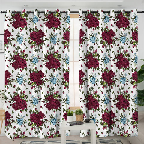 Image of Rosebuds Motif 2 Panel Curtains