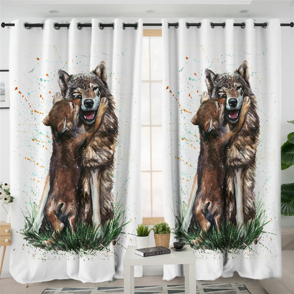 Wolf Love 2 Panel Curtains