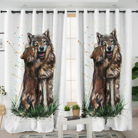 Image of Wolf Love 2 Panel Curtains