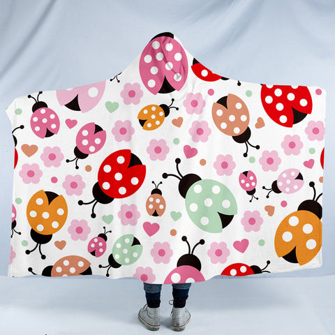 Image of Ladybugs & Blossoms Themed SW1187 Hooded Blanket