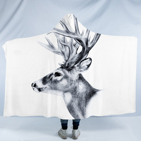 Image of Antler Sketch SW0013 Hooded Blanket