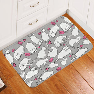 Lazy White Cat Door Mat