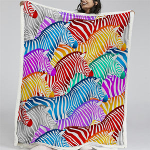 Colorful Zebra Sherpa Fleece Blanket - Beddingify
