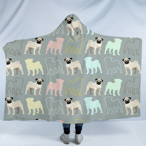 Image of Pug Patterns SW0985 Hooded Blanket
