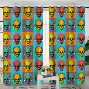 Music Skull 2 Panel Curtains