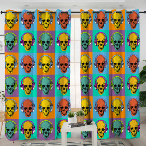 Image of Music Skull 2 Panel Curtains