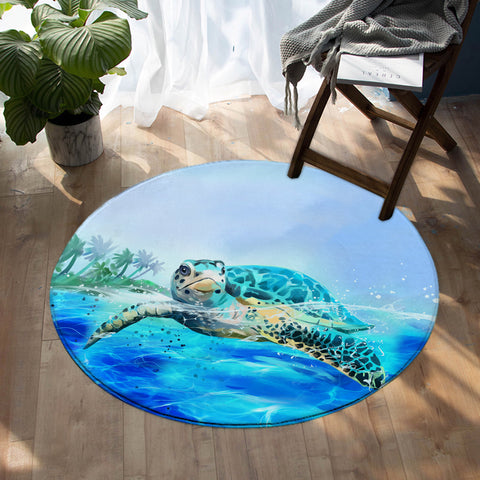Image of Turquoise Turtle SW0875 Round Rug