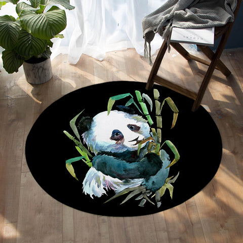 Image of Watercolored Panda SW0035 Round Rug