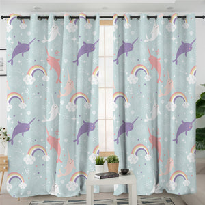 Magical Narwhal 2 Panel Curtains