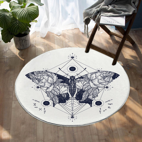 Image of Geometric Butterfly SW0092 Round Rug