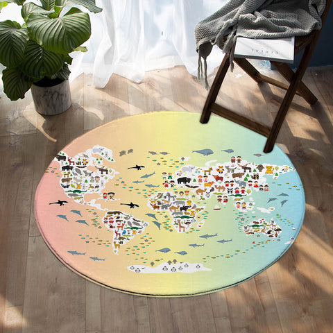 Image of World Animal Population SW0534 Round Rug