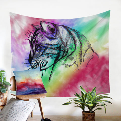 Image of Cat Sketch SW1385 Tapestry