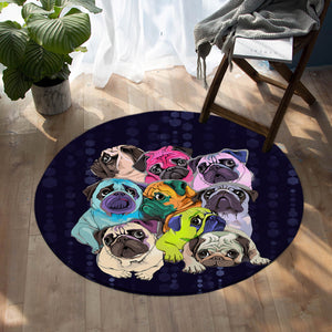 Color Pugs SW0471 Round Rug
