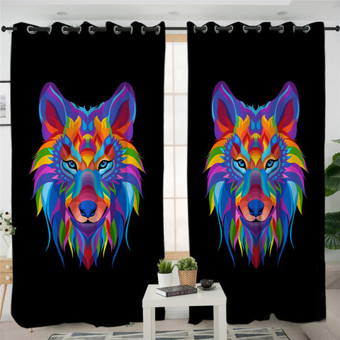 Image of Mugshot Stylized Lion Black 2 Panel Curtains