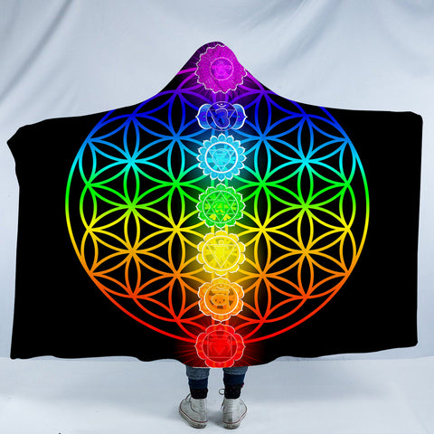 Image of Rainbow Chakras SW0042 Hooded Blanket