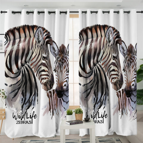 Image of Zebra Themed 2 Panel Curtains