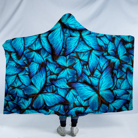 Image of 3D Blue Monarch SW0982 Hooded Blanket