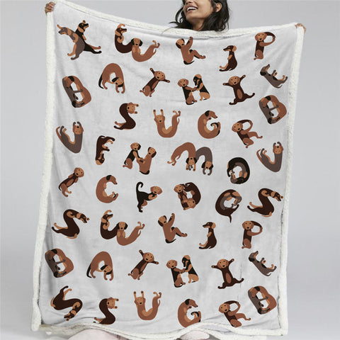 Image of Alphabet Dog Sherpa Fleece Blanket - Beddingify