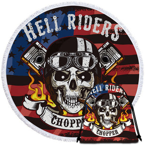 Hell Rider Chopper Round Beach Towel Set - Beddingify
