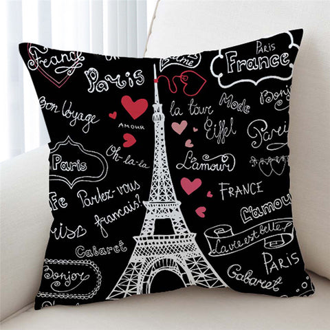 Image of Eiffel Love Themed Cushion Cover - Beddingify