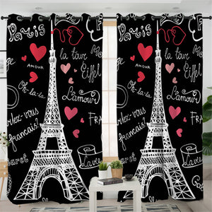 Paris Themed 2 Panel Curtains