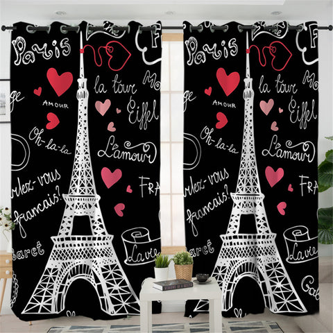 Image of Paris Themed 2 Panel Curtains