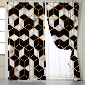 B&W Beehive Themed 2 Panel Curtains