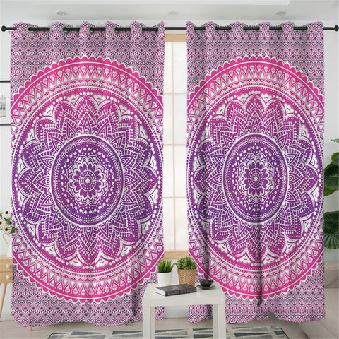 Image of Purple Pink Mandala 2 Panel Curtains