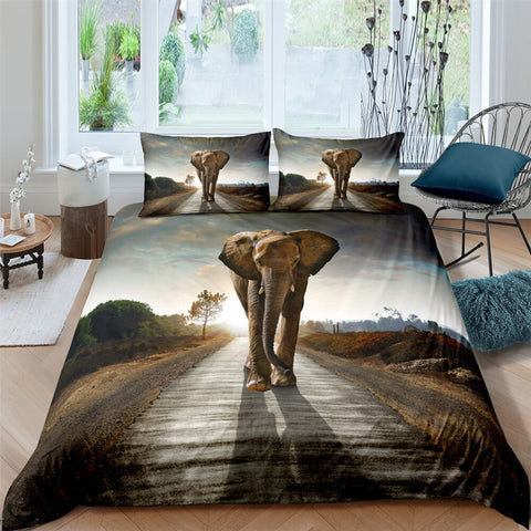 Image of Walking Elephant Bedding Set