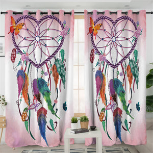 Feathers Dream Catcher 2 Panel Curtains