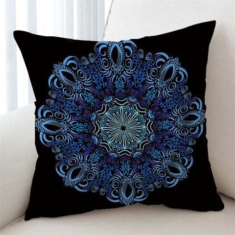 Image of Cold Color Mandala Wheel Cushion Cover - Beddingify