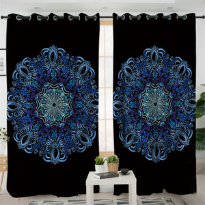 Blue Mandala Pattern 2 Panel Curtains
