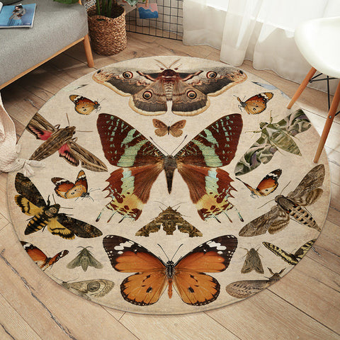 Image of Moth Motif SW1893 Round Rug