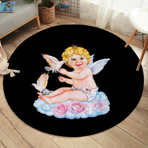 Cherub & Pigeons SW1742 Round Rug