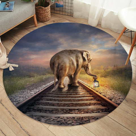 Image of Elephant Rail SW1891 Round Rug