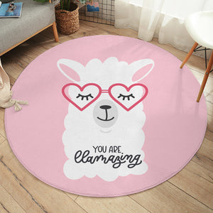 Llamazing Pink SW1621 Round Rug