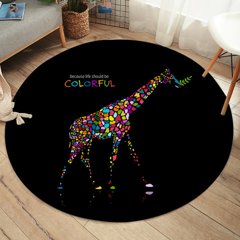 Image of Colorful Giraffe SW2189 Round Rug