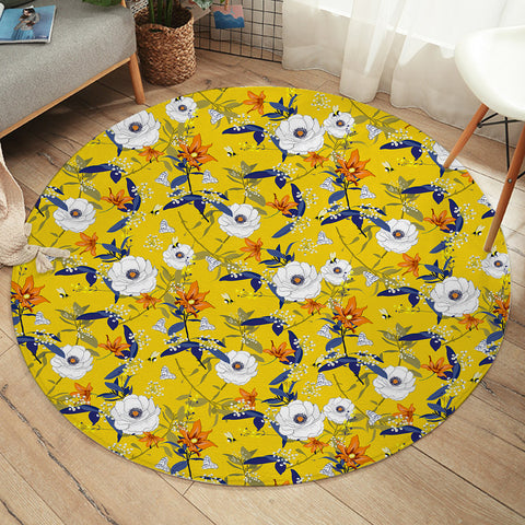 Image of Flower Patterns Yellow SW2171 Round Rug