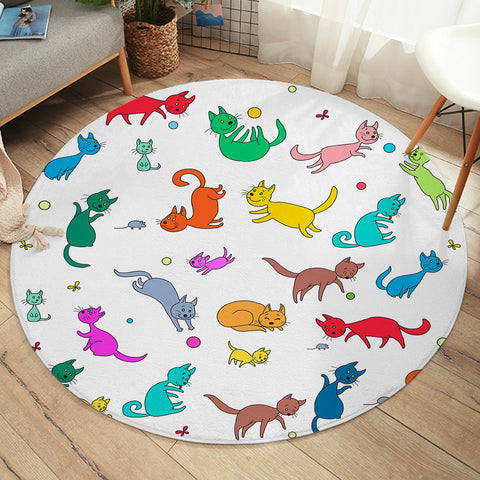 Image of Colorful Cats SW1740 Round Rug