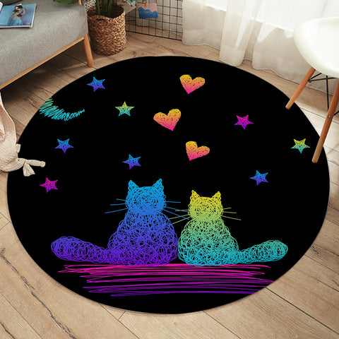 Image of Cat Couple SW1746 Round Rug