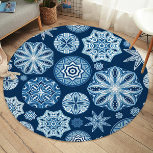 Icy Flower Motif SW1846 Round Rug