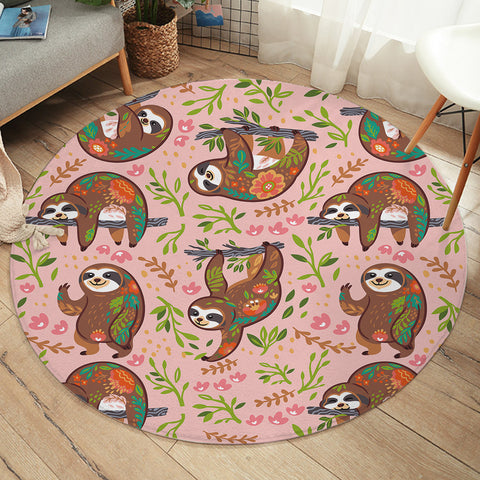Image of Chilling Sloths SW1667 Round Rug