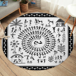 Ancient Lifestyle White SW2178 Round Rug