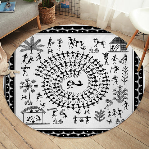 Image of Ancient Lifestyle White SW2178 Round Rug