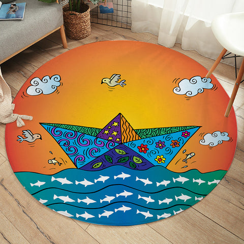 Image of Paper Boat SW1908 Round Rug