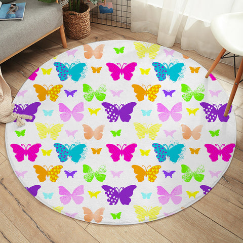 Image of Butterfly Pattern SW2494 Round Rug