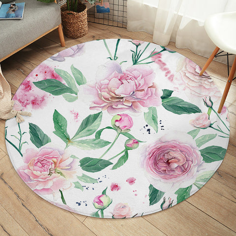 Image of Pink Roses SW2398 Round Rug