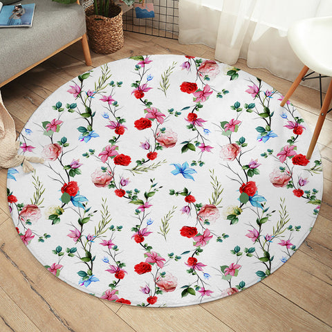 Image of Red Flowers SW2321 Round Rug